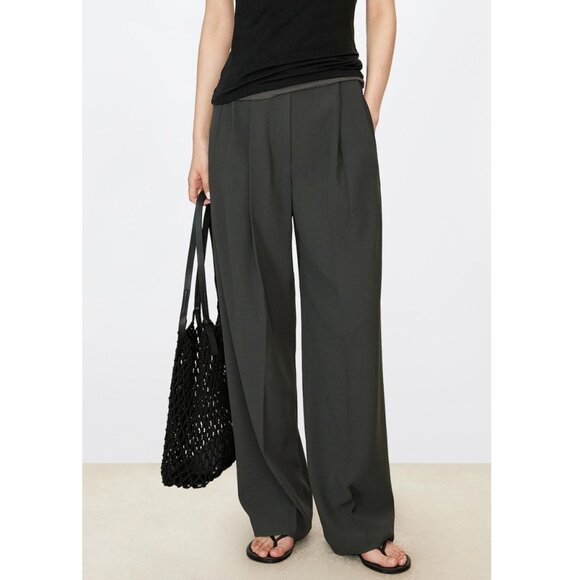 CHICJOC High-Waisted Tapered Wide-Leg Pants 28" / Size 34 / Black - Picture 2 of 9